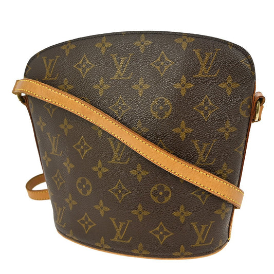 Louis Vuitton Drouot Handbag Monogram Canvas, BROWN, CANVAS, Shoulder bag