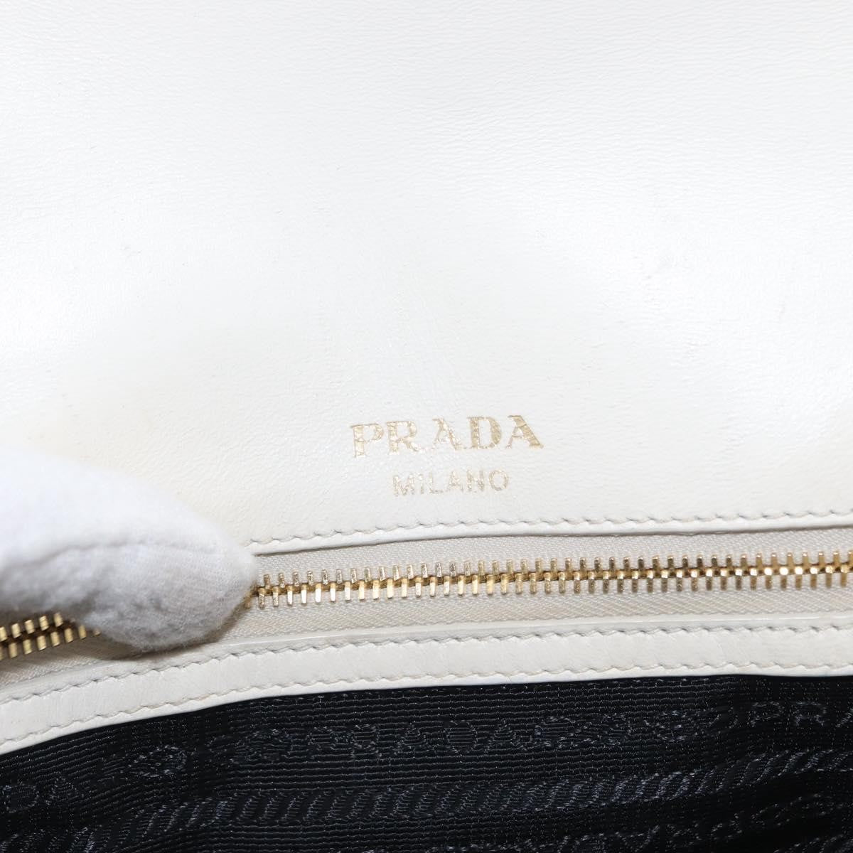 Prada Chain Flap Shoulder Bag Nappa Gaufre, WHITE, LEATHER, Shoulder bag
