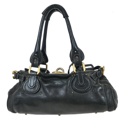 Chloe Paddington Lock Satchel Leather, BLACK, LEATHER, Handbag