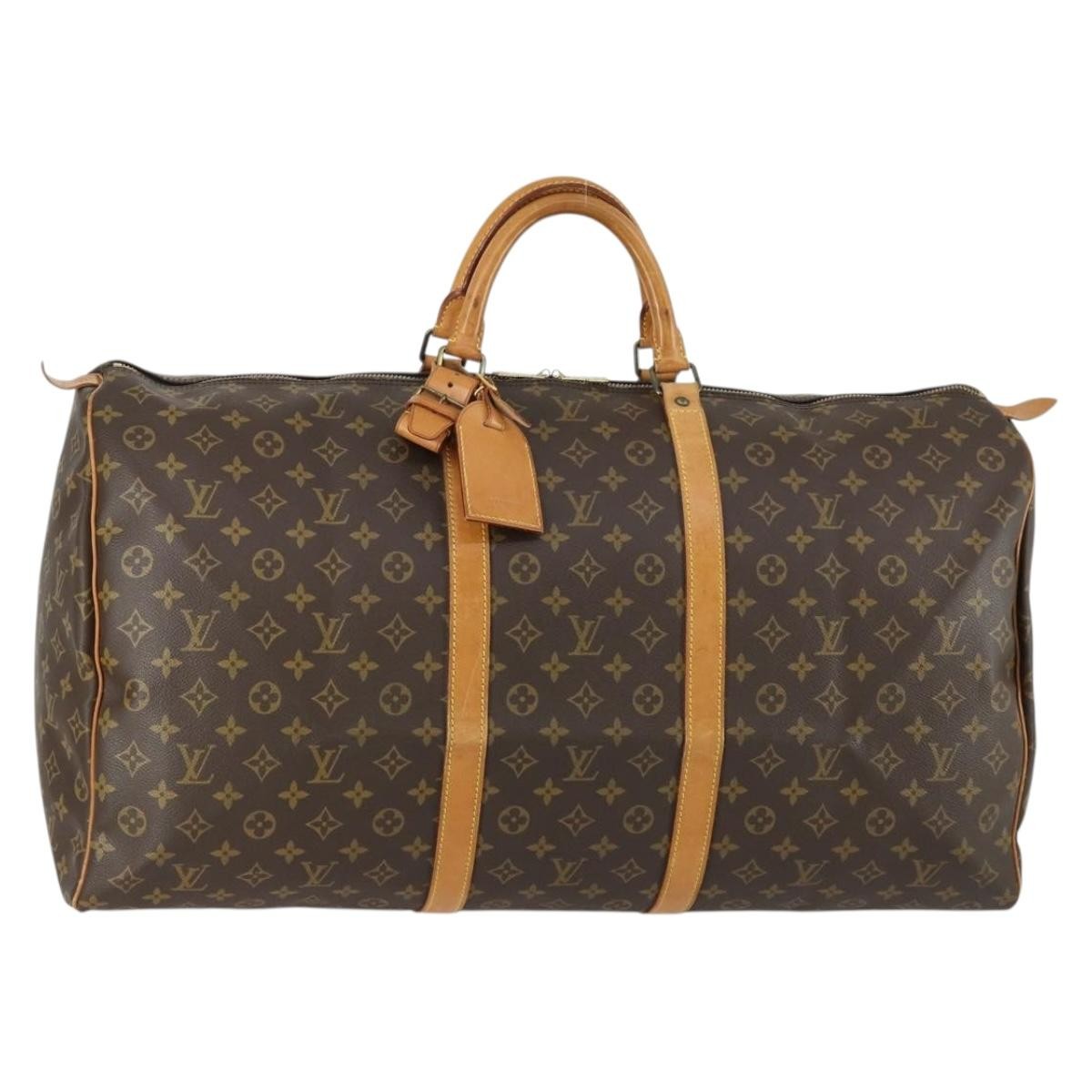 Louis Vuitton Keepall Bag Monogram Canvas, BROWN, CANVAS, Travel bag