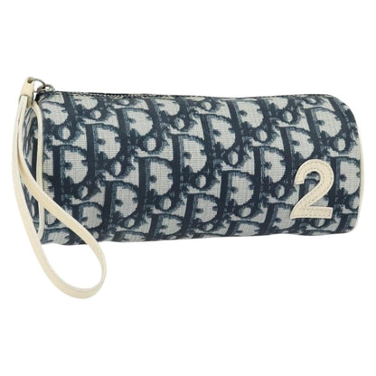 Christian Dior Vintage Trotter Pouch Canvas, NAVY, CANVAS, Clutche & pouche