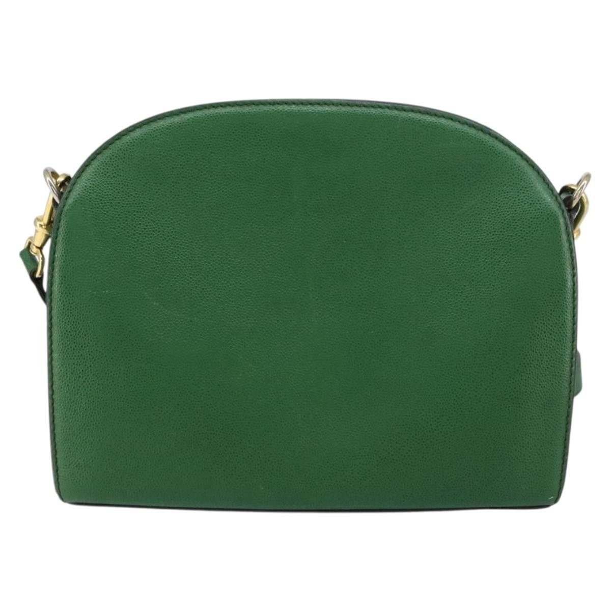 Celine Vintage Shoulder Bag Leather, GREEN, LEATHER, Shoulder bag