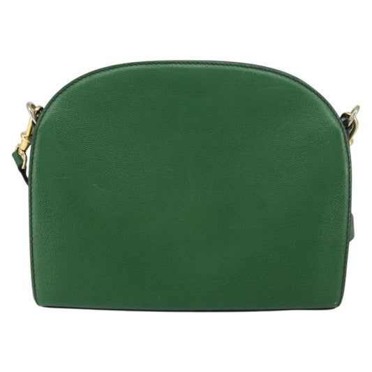 Celine Vintage Shoulder Bag Leather, GREEN, LEATHER, Shoulder bag
