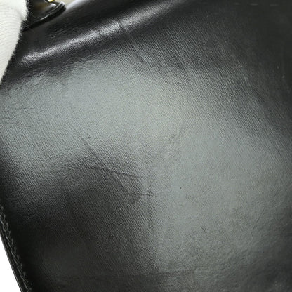 Gucci Vintage Convertible Bamboo Top Handle Bag Leather, BLACK, LEATHER, Handbag