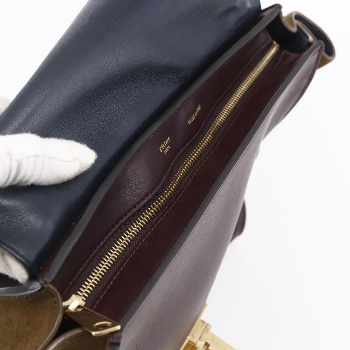 Celine Tricolor Trapeze Bag Leather, BROWN, LEATHER, Handbag