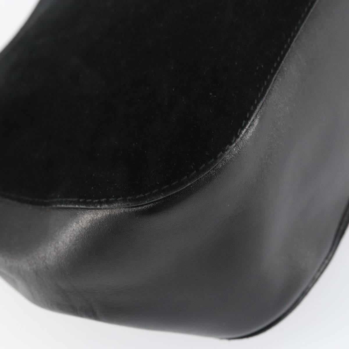 Gucci Vintage Bamboo Handle Bag Suede, BLACK, SUEDE, Handbag