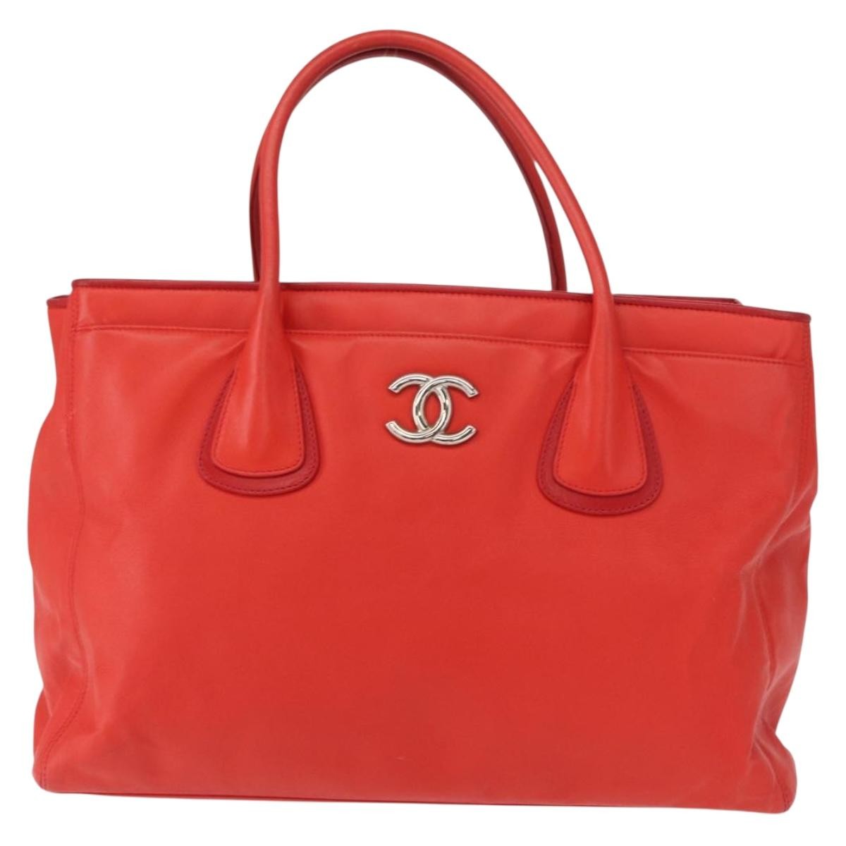 Chanel Cerf Executive Tote Leather, RED, LEATHER, Tote bag