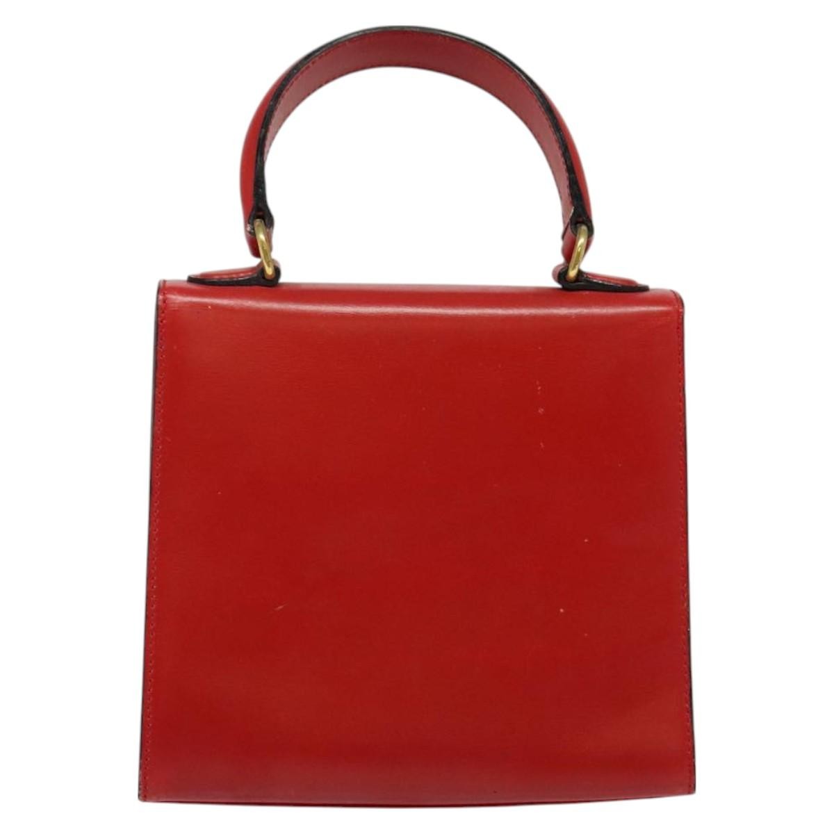 Celine Vintage Logo Top Handle Bag Leather, RED, LEATHER, Handbag