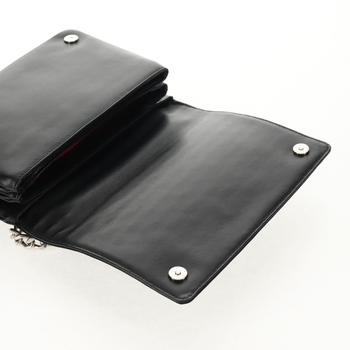 Prada Grommet Chain Flap Shoulder Bag Tessuto with Soft Calf, BLACK, NYLON, Shoulder bag