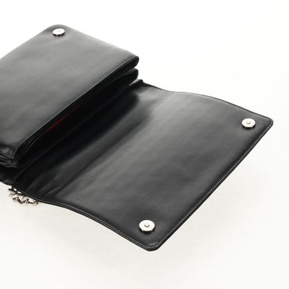 Prada Grommet Chain Flap Shoulder Bag Tessuto with Soft Calf, BLACK, NYLON, Shoulder bag