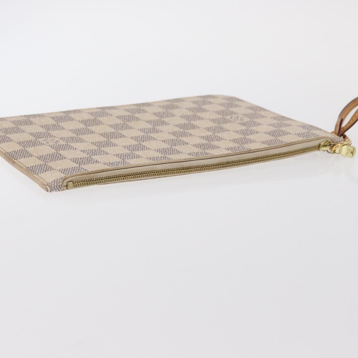 Louis Vuitton Neverfull Pochette Damier, WHITE, CANVAS, Clutche & pouche