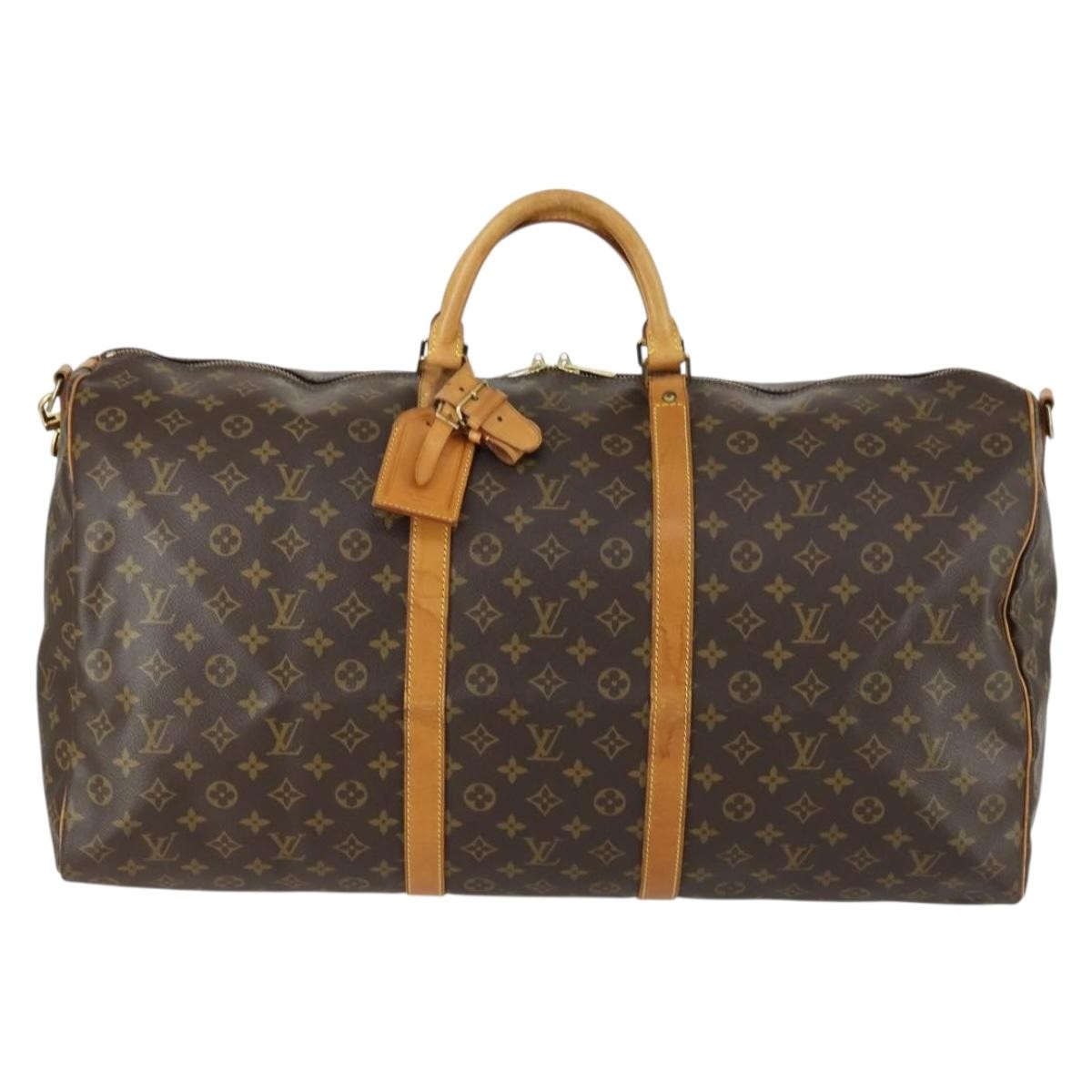 Louis Vuitton Keepall Bandouliere Bag Monogram Canvas, BROWN, CANVAS, Travel bag