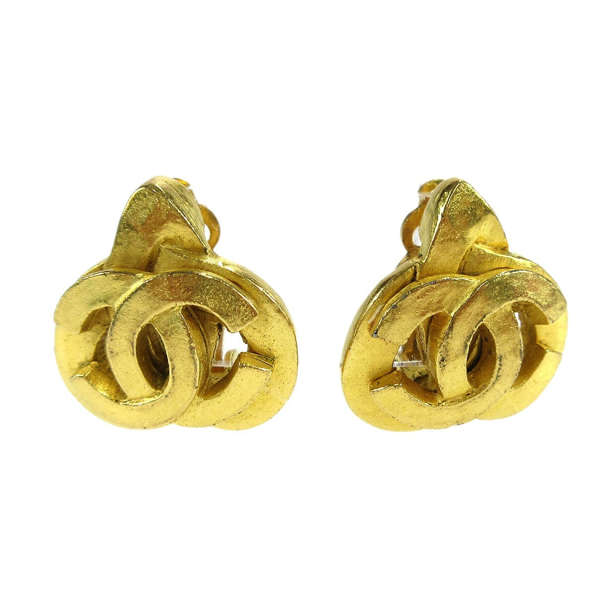 Chanel Vintage CC Heart Clip-On Earrings Metal, GOLD, GOLD_PLATED, Earrings