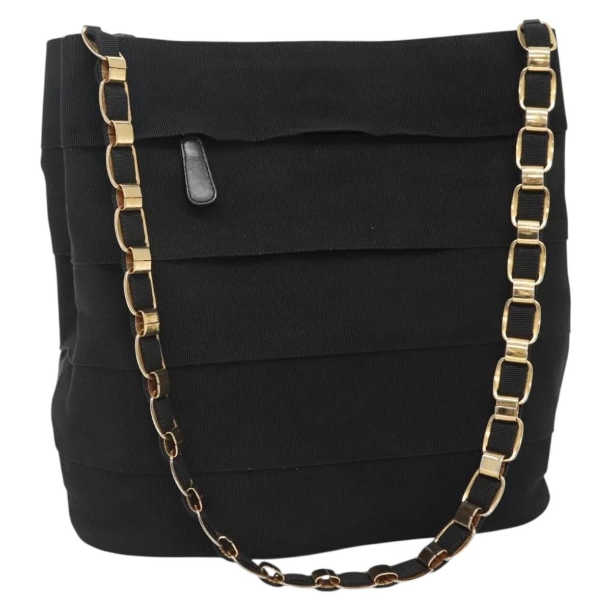 Salvatore Ferragamo Vala Shoulder Bag Canvas, BLACK, CANVAS, Shoulder bag