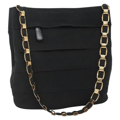 Salvatore Ferragamo Vala Shoulder Bag Canvas, BLACK, CANVAS, Shoulder bag