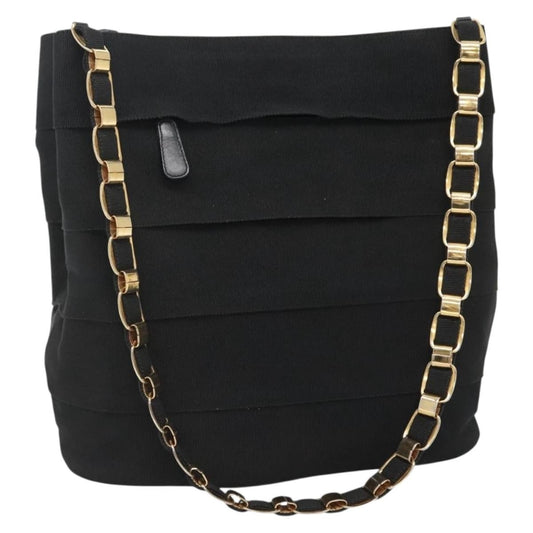 Salvatore Ferragamo Vala Shoulder Bag Canvas, BLACK, CANVAS, Shoulder bag