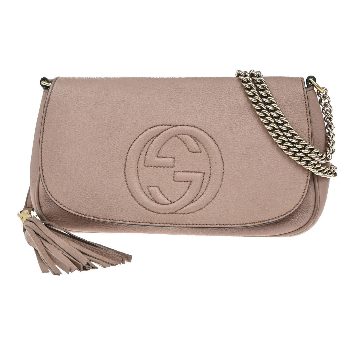 Gucci Soho Chain Crossbody Bag Leather, PINK, LEATHER, Shoulder bag