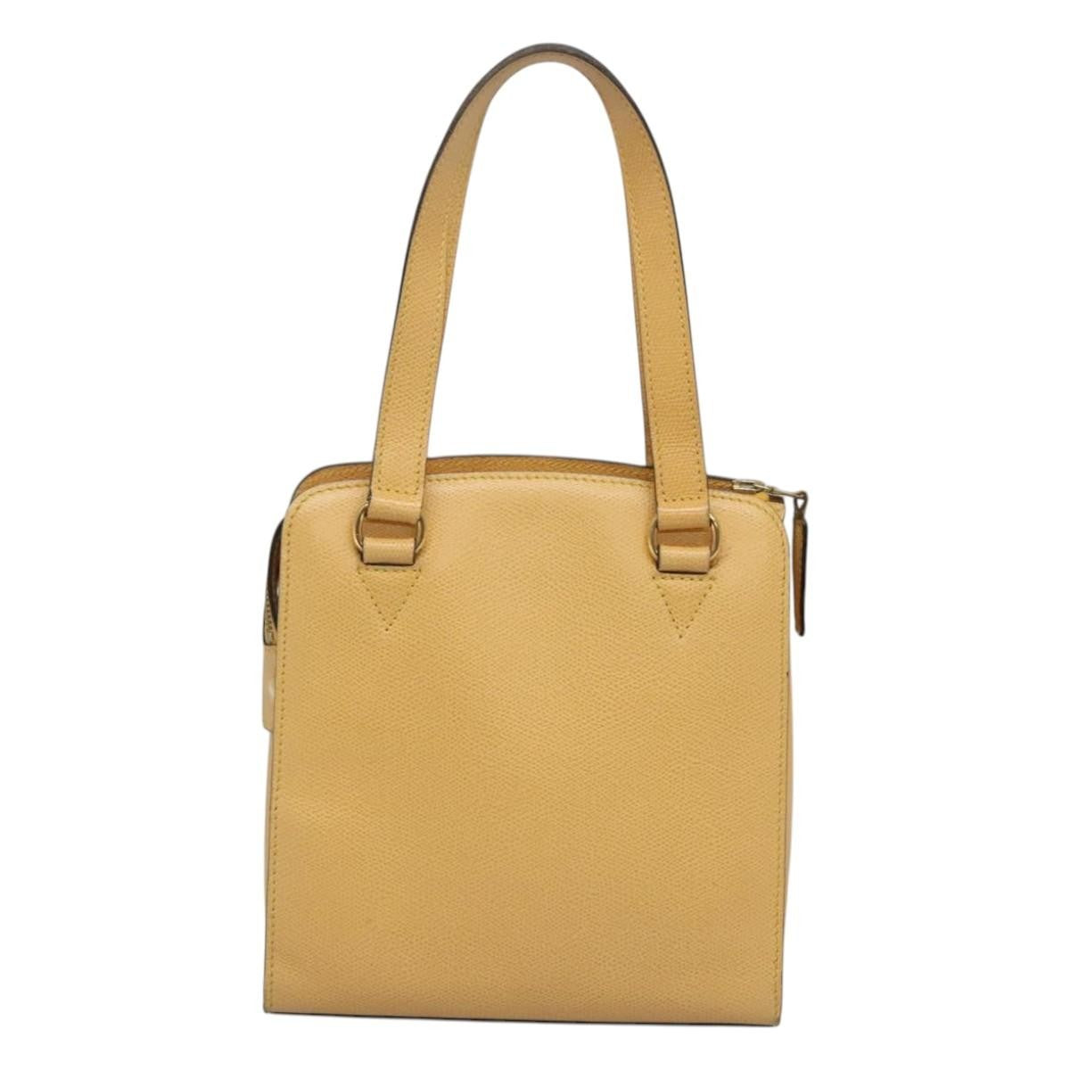 Celine Vintage turn lock shoulder bag Leather, YELLOW, LEATHER, Shoulder bag