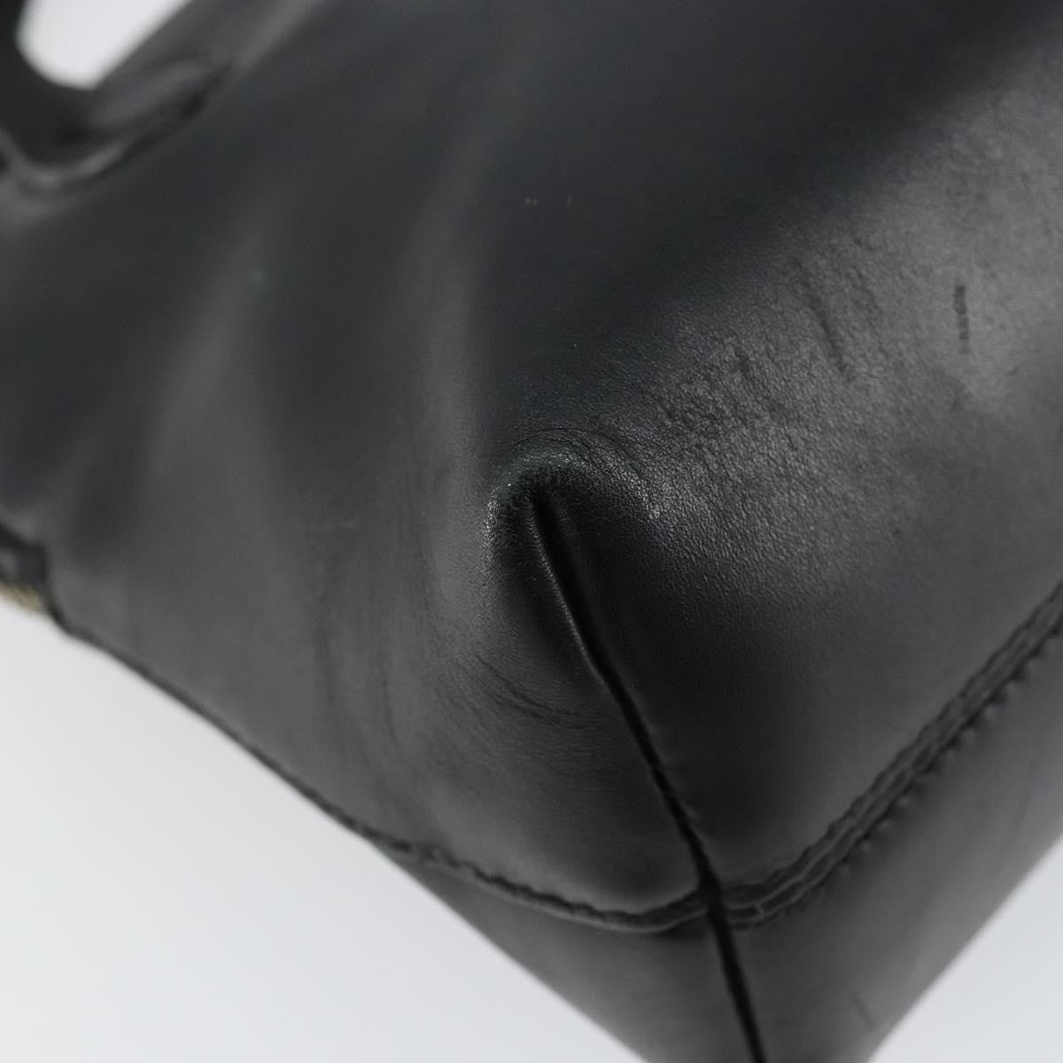 Salvatore Ferragamo Gancini handbag Leather, BLACK, LEATHER, Handbag