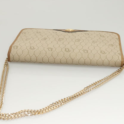 Christian Dior Vintage Honeycomb chain Canvas, BEIGE, CANVAS, Handbag