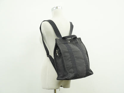 Hermes Herline Backpack Canvas, GRAY, CANVAS, Backpack