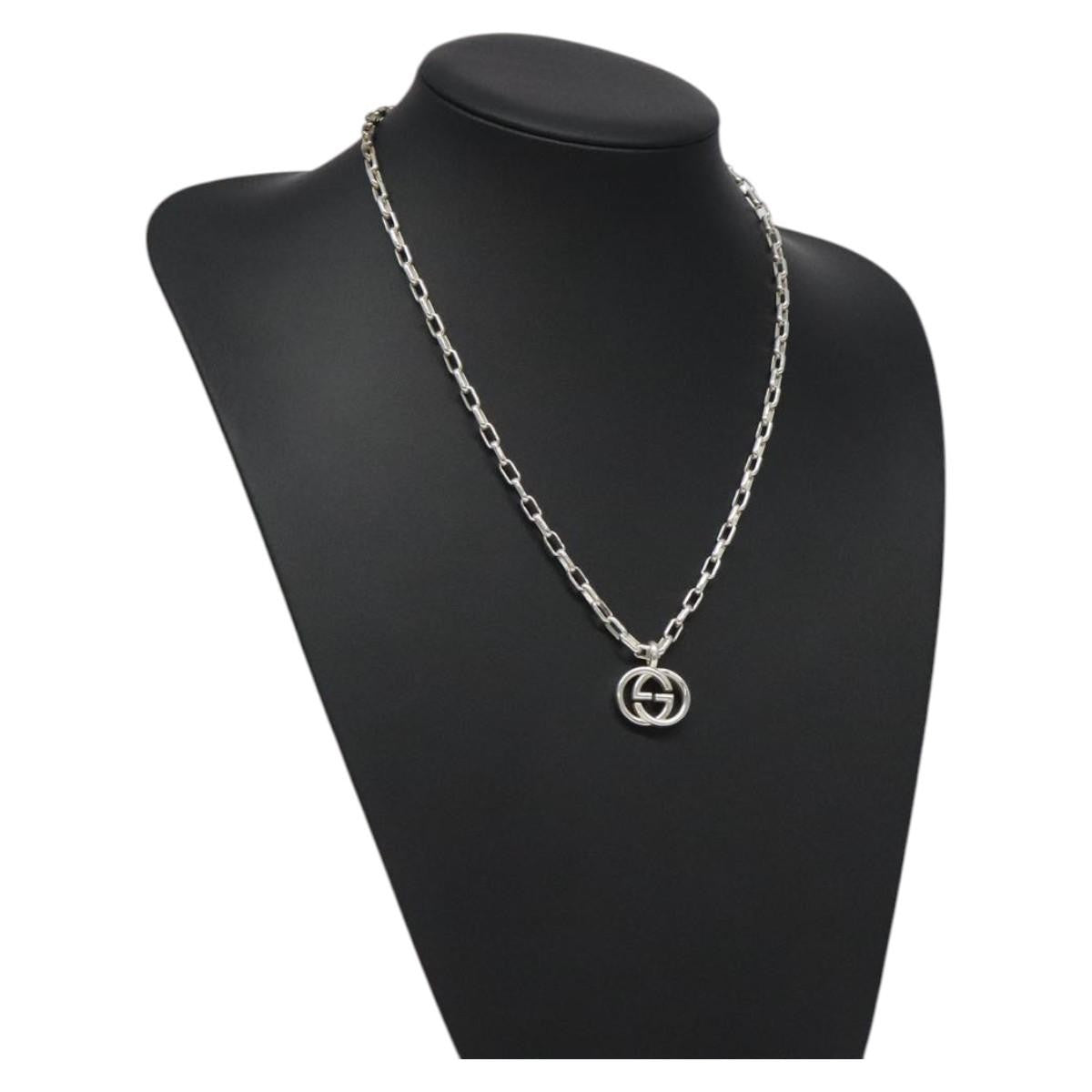 Gucci Interlocking G Pendant Necklace Sterling Silver, SILVER, SILVER, Necklace