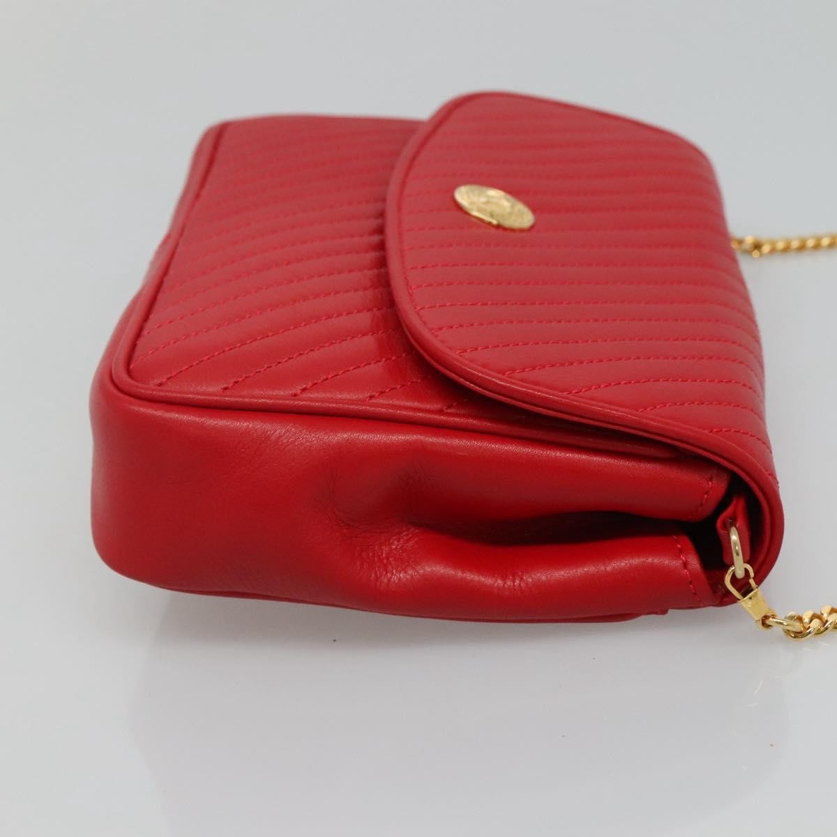 Celine Chain Shoulder Bag Leather, RED, LEATHER, Shoulder bag