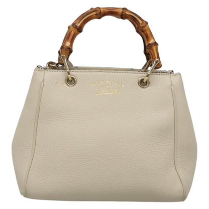 Gucci Bamboo shopper bag Leather, WHITE, LEATHER, Handbag