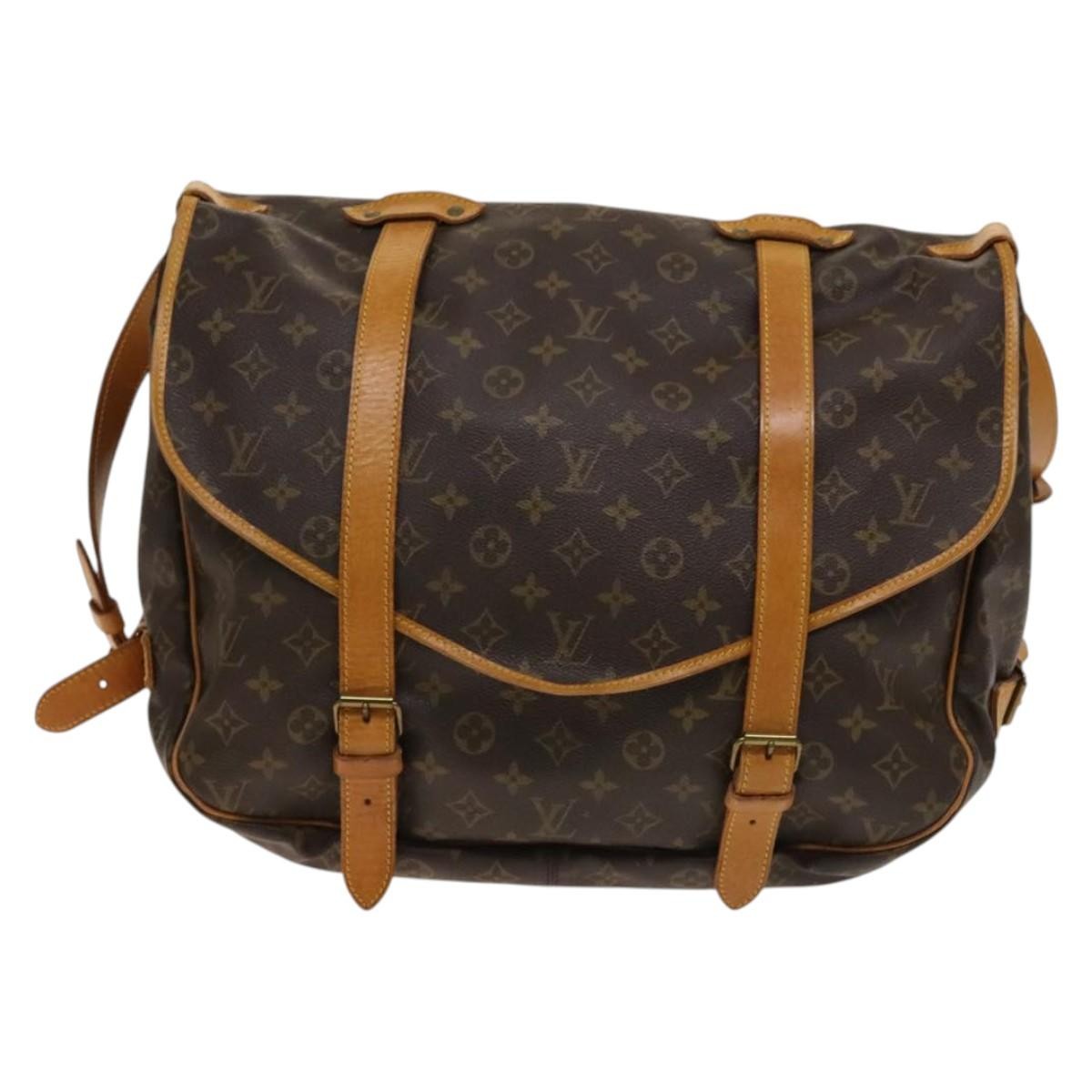 Louis Vuitton Saumur Handbag Monogram Canvas, BROWN, CANVAS, Shoulder bag