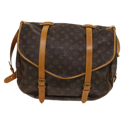 Louis Vuitton Saumur Handbag Monogram Canvas, BROWN, CANVAS, Shoulder bag