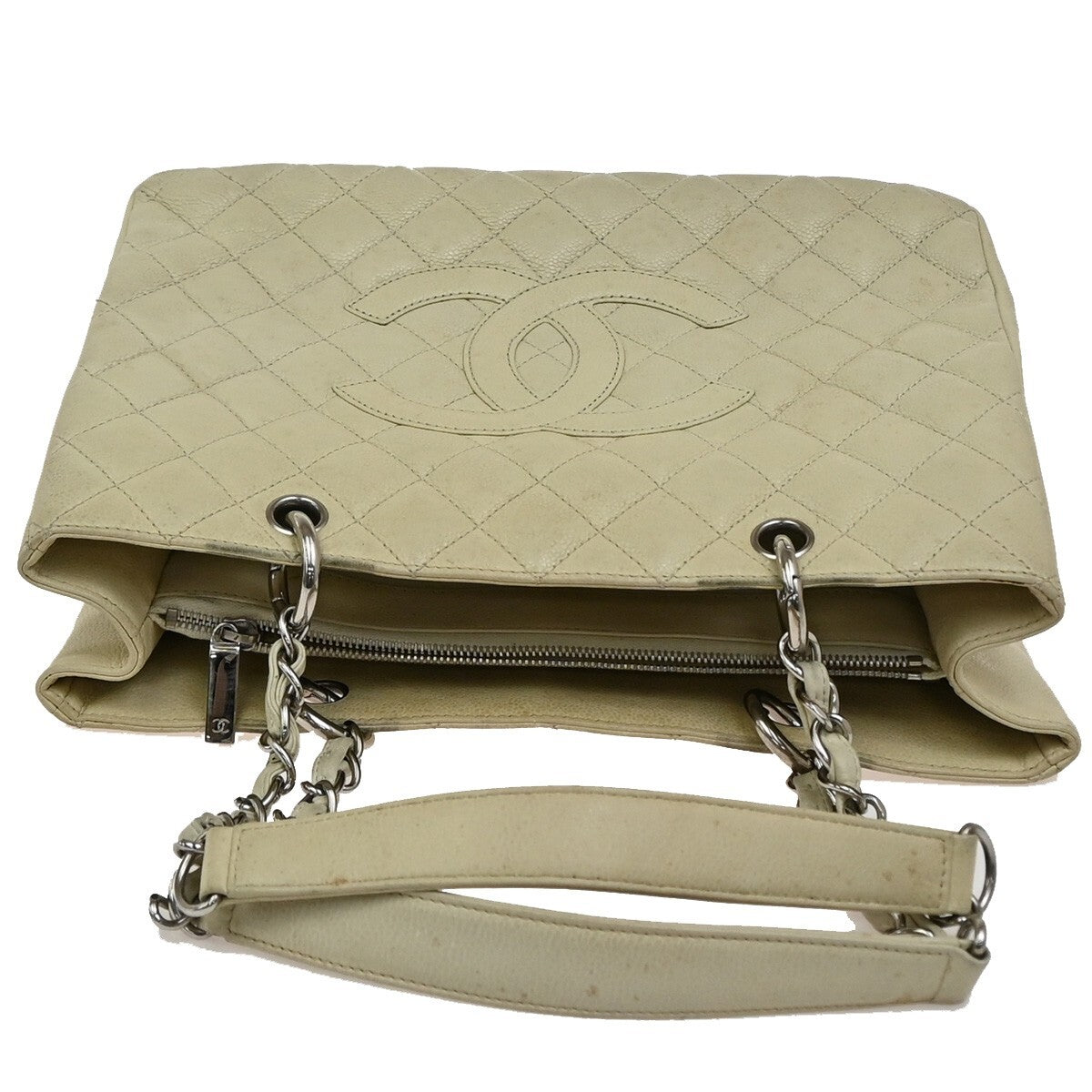 Chanel Grand Shopping Tote Quilted Calfskin, BEIGE, LEATHER, Tote bag