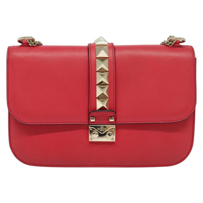 Valentino Garavani Rolling Rockstud Glam Lock Shoulder Bag Leather, PINK, LEATHER, Shoulder bag