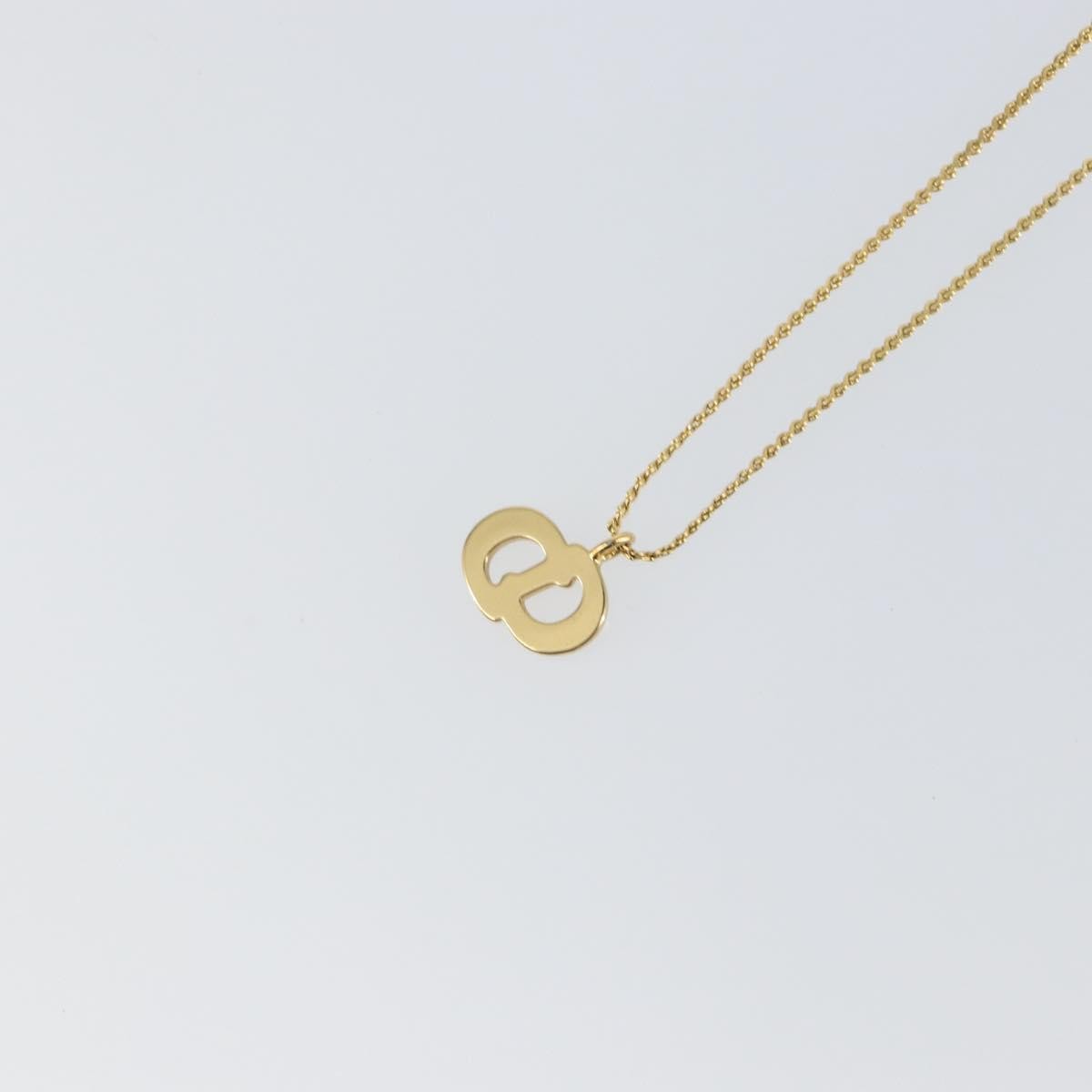 Christian Dior CD Pendant Necklace Metal and Crystals, GOLD, METAL, Necklace