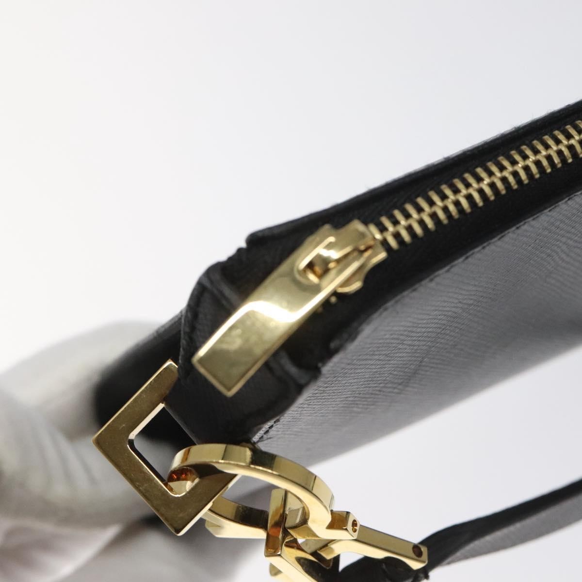 Salvatore Ferragamo Gancini Pouch Leather, BLACK, LEATHER, Clutche & pouche