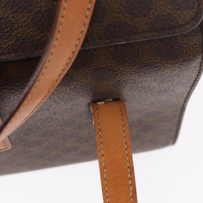 Celine Vintage Macadam Handbag Canvas and Leather, BROWN, CANVAS, Handbag