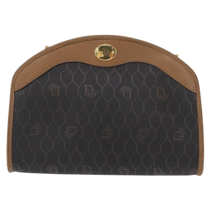 Christian Dior Vintage Honeycomb Shoulder Bag Canvas and Leather, BLACK, CANVAS, Shoulder bag