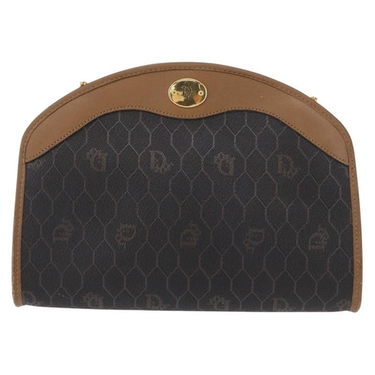 Christian Dior Vintage Honeycomb Shoulder Bag Canvas and Leather, BLACK, CANVAS, Shoulder bag