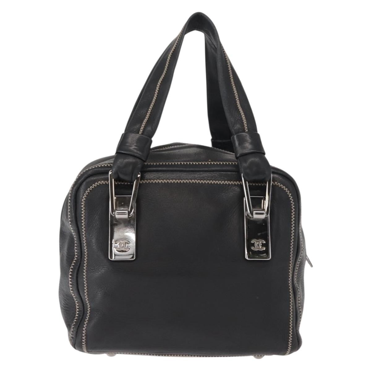 Chanel CC Bowler Quilted Caviar, BLACK, LEATHER, Handbag