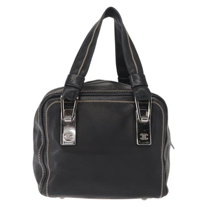 Chanel CC Bowler Quilted Caviar, BLACK, LEATHER, Handbag