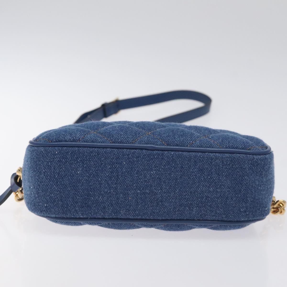 Versace Medusa Icon Front Slip Pocket Camera Bag Quilted Denim, BLUE, DENIM_JEANS, Crossbody bag