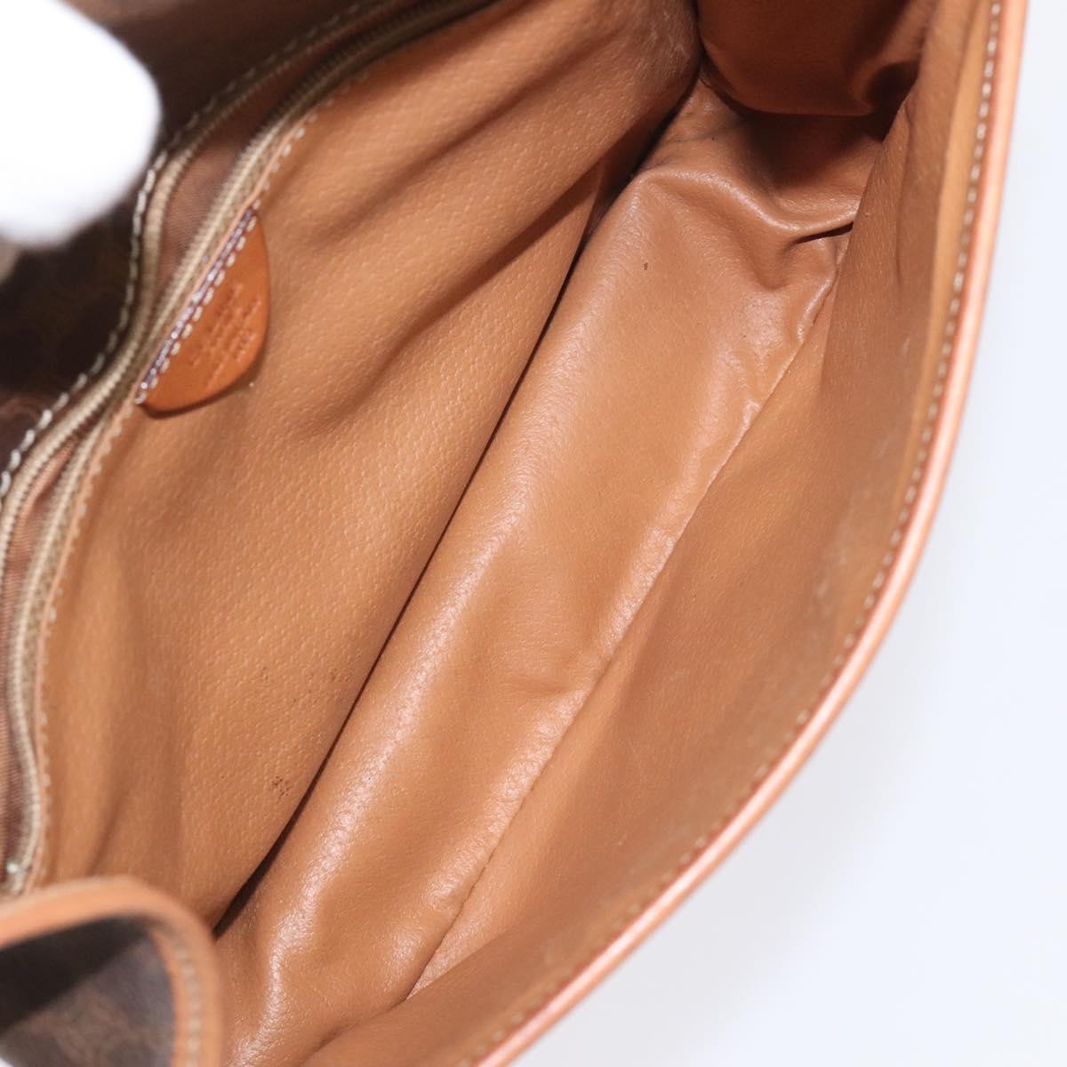 Celine Vintage Macadam Circle Logo Shoulder Bag Canvas and Leather, Brown, Canvas, Shoulder Bag