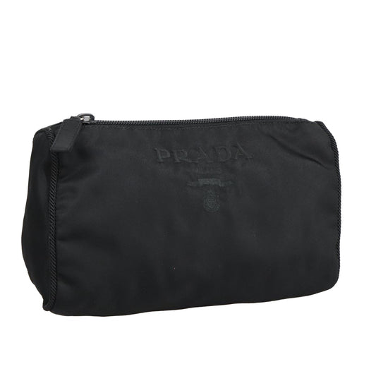 Prada Zip Pouch Tessuto, BLACK, NYLON, Clutche & pouche