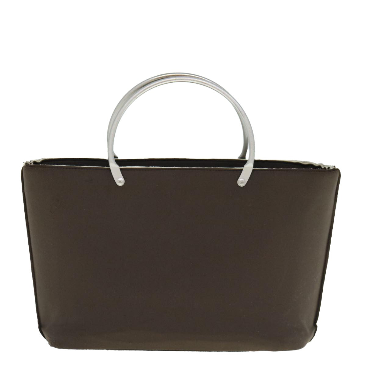 Chanel Vintage Metal Ring Tote Nylon, BROWN, NYLON, Tote bag