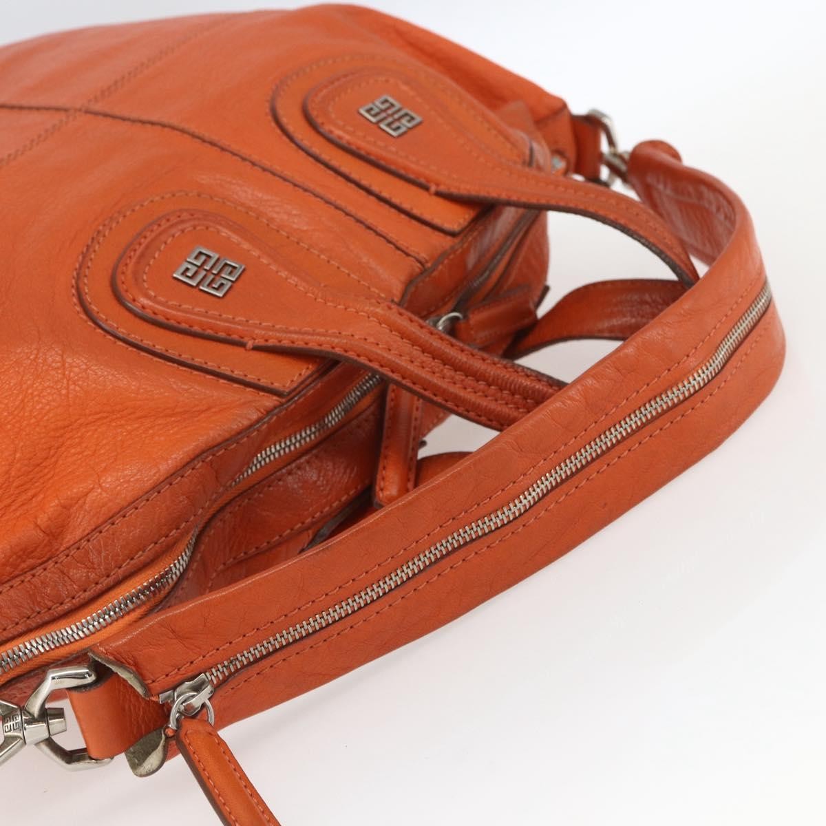 Givenchy Nightingale Satchel Leather, ORANGE, LEATHER, Handbag