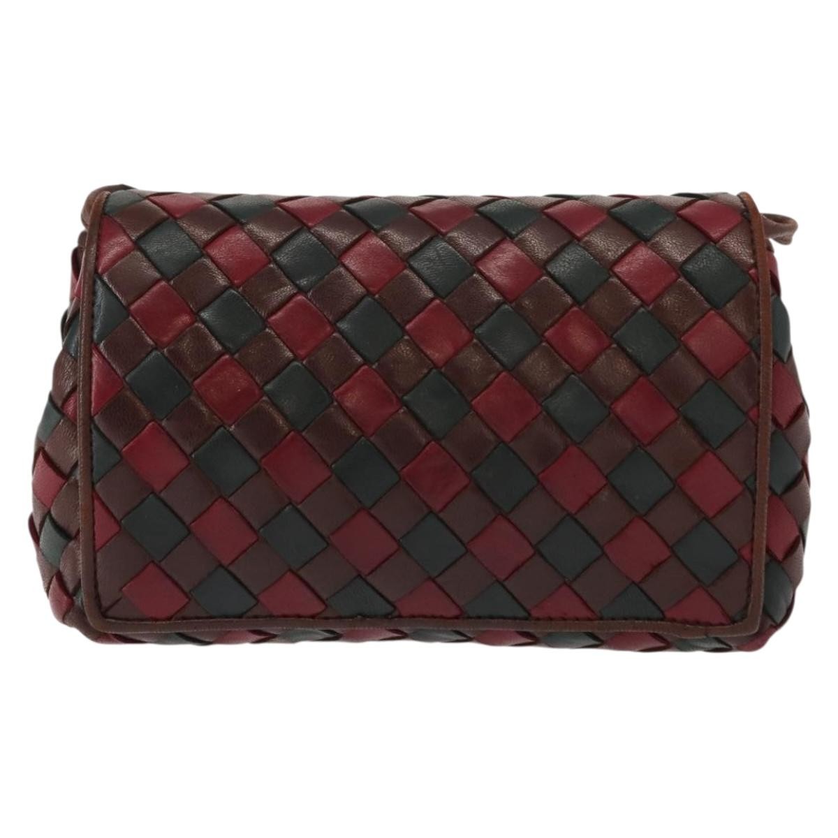 Bottega Veneta Intrecciato Clutch bag Calfskin, RED, LEATHER, Clutche & pouche