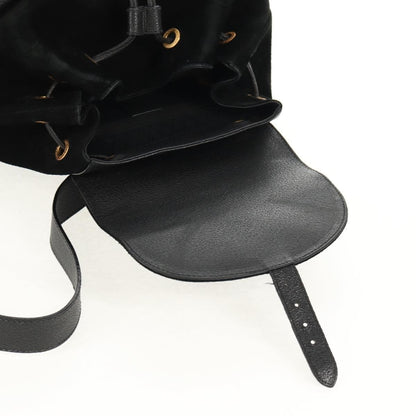 Gucci Vintage Bamboo Backpack Suede, BLACK, SUEDE, Backpack