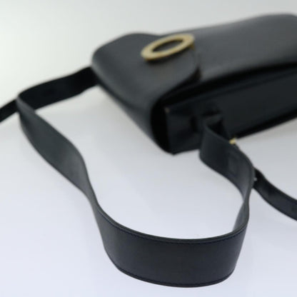 Celine Vintage Circle Logo Crossbody Bag Leather, NAVY, LEATHER, Crossbody bag