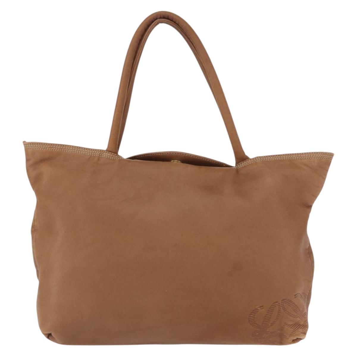 Loewe Anagram Tote Leather, BROWN, LEATHER, Tote bag