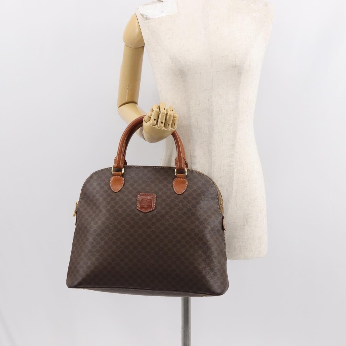 Celine Vintage Macadam Handbag Canvas, BROWN, CANVAS, Handbag