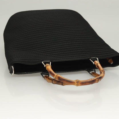 Gucci Vintage Bamboo Handle Bag Nylon, BLACK, NYLON, Handbag